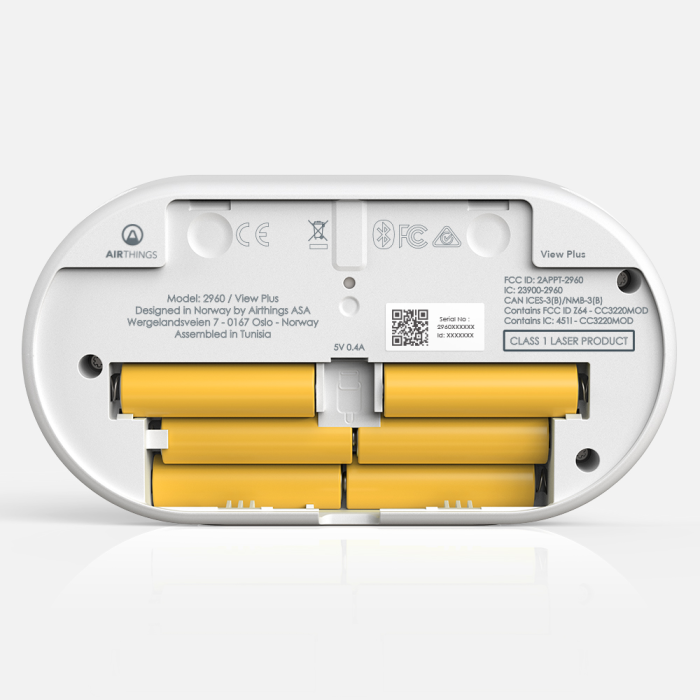 Монитор воздуха Airthings View Plus: радон, PM, CO₂, VOC, температура, влажность, Wi-Fi.